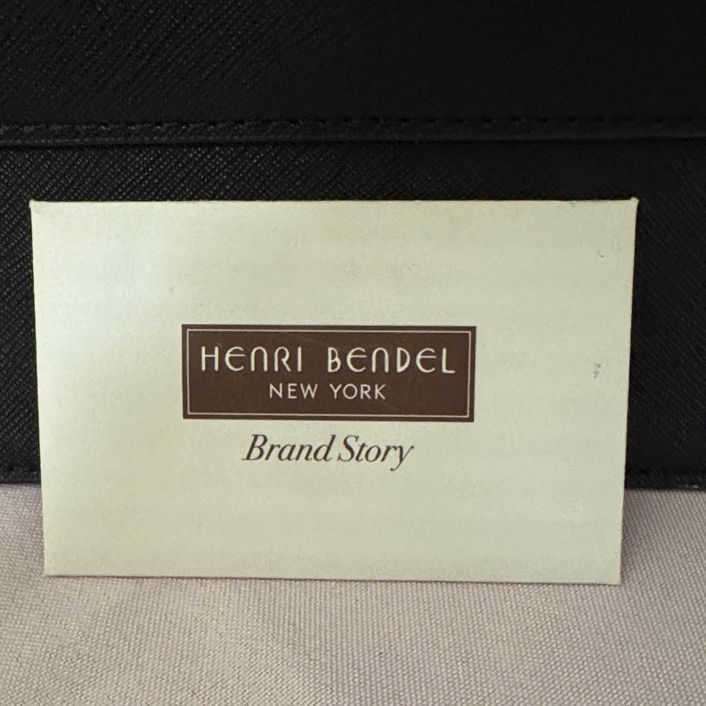 Henri Bendel Black Leather Shoulder Bag with Gold Accents School Bag - Picture 2 of 15